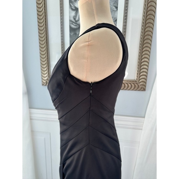 Jessica Simpson Black One Shoulder Ruched Column Gown Size 4 Formal Maxi Dress - Picture 5 of 7